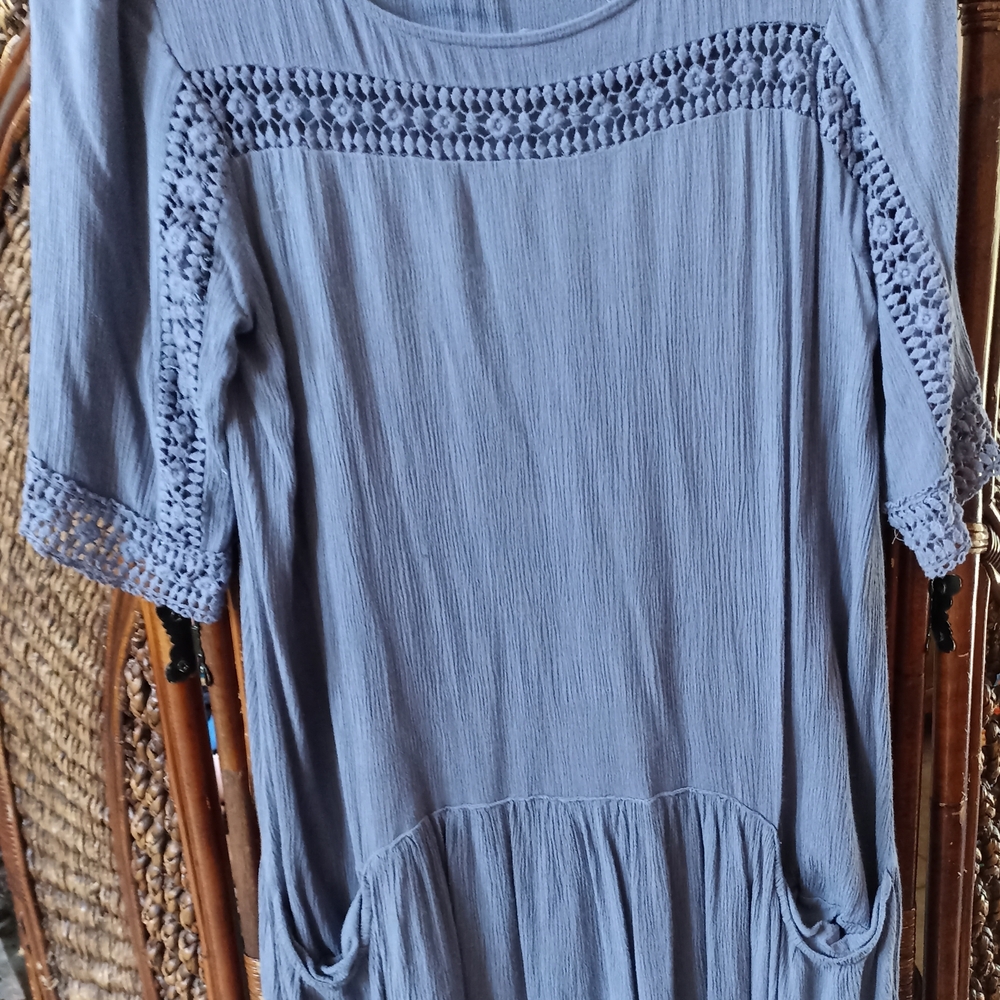 Mittoshop Lace Trim Blue Blouse